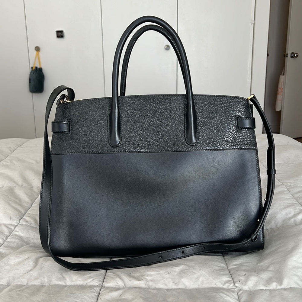 Cuyana Black Leather Work Satchel